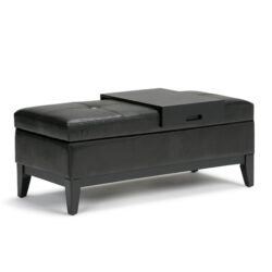 Oregon - Storage Ottoman Bench With Tray - Midnight Black