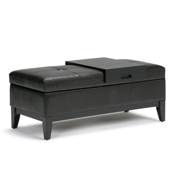 Oregon - Storage Ottoman Bench With Tray - Midnight Black