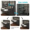 Modern Kennel Dogs Room Up To 60 Lb, Dog Crate Furniture With Multi-Purpose Rremovable Ttray, Double-Door Dog House, Lift Panel, 360 Degree Rotation, 3 Height Adjustable Feeding Bowls - Antique Gray - Image 3
