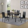 5 Piece Dinning Set With Faux Marble Top, Table & 4 Chairs - Black - Image 19