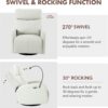 31.5" 270 Power Swivel Rocker Recliner Chair, Electric Glider Reclining Sofa With USB Ports, Power Swivel Glider, Rocking Chair Nursery Recliners For Living Room Bedroom - Light Gray - Image 11