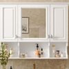 Wall Mounted Bathroom Medicine Cabinet, Modern Bathroom Wall Cabinet With Mirror, Mirror Cabinet With Open Shelves - White - Image 24