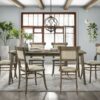 Bistro - 7 Piece Dining Table With Off White Fabric Dining Chairs (Set of 7) - Vintage Walnut - Image 11