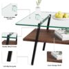 Rectangle Coffee Table, Tempered Glass Tabletop With Metal Legs, Modern Table For Living Room, Transparent Glass - Dark Brown - Image 6