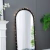 Hand Carved Rose Antique Mirror Frame, Large Arch Mirror Wall Decor For Living Room, Bathroom, Entryway - Black - Image 14