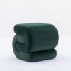 S-Shape Velvet Fabric Ottoman Makeup Stool Footstool - Dark Green - Image 16