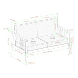 Contemporary Cushioned Eucalyptus Wood Patio Loveseat - Natural