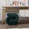 S-Shape Velvet Fabric Ottoman Makeup Stool Footstool - Dark Green - Image 7