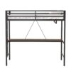 Adam - Twin Loft Bunk Bed With Cinnamon Wood Desk And Closet Rod - Black - Image 2