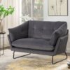 Karla - Velvet Contemporary Loveseat - Dark Gray - Image 4
