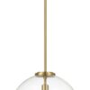 Gleam - Single Light Pendant Lamp With Clear Globe Satin - Antique Brass / Clear / Gold - Image 5