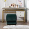 S-Shape Velvet Fabric Ottoman Makeup Stool Footstool - Dark Green - Image 8