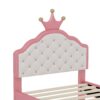 Twin Size Lovely Crown Fantasy Leather Princess Bed With Tufted Headboard - Pink / Cream - Image 7