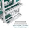 2 Story Wooden Rabbit Hutch Outdoor Indoor Bunny Cage Pull Out Tray, Waterproof Roof - Green - Image 4