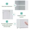 Tall Bathroom Storage Cabinet With Glass Doors, Free-Standing, Two Drawers, And Adjustable Shelves, MDF Board, Painted Perfect For Displaying Your Favorite Items - White - Image 5
