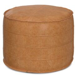 Brody - Round Pouf - Distressed Brown