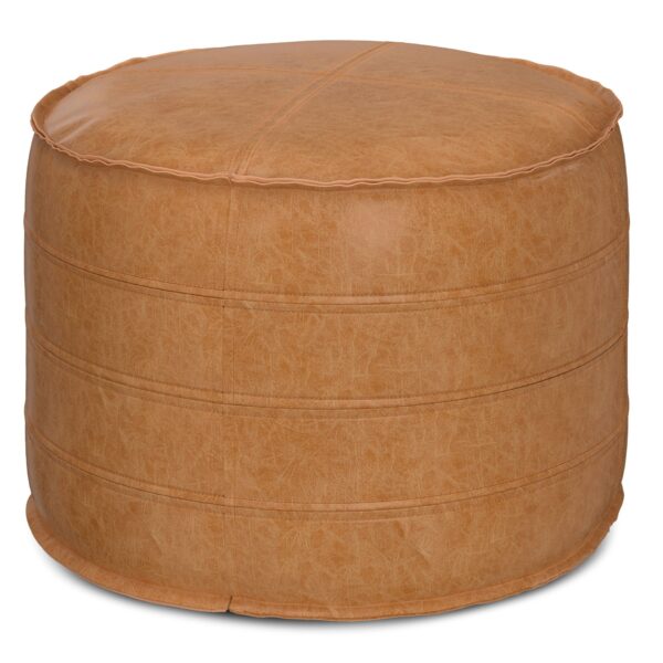 Brody - Round Pouf - Distressed Brown
