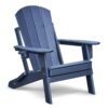 Folding Outdoor Adirondack Chair (Set of 2) And Table Set, Hdpe All-Weather Folding Fire Pit Chair, Ergonomic Design Patio Lawn Chair For Outside Deck Garden Backyardf Balcony - Navy Blue - Image 8