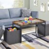Monty - Wood Grain 3 Piece Coffee Table Set With Raised Edges (Set of 3) - Weathered Oak - Image 6