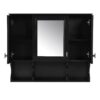Wall Mounted Bathroom Medicine Cabinet, Modern Bathroom Wall Cabinet With Mirror, Mirror Cabinet With Open Shelves - Black - Image 15