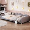 Twin Size Upholstered Daybed, Sherpa Fabric Sofabed With Cloud-Shaped Backrest, No Box - Spring Needed - Gray - Image 6