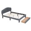 Queen Size Upholstered Platform Bed With Drawer - Gray - Image 4