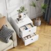 Modern Night Stand Storage Cabinet For Living Room Bedroom, Steel Cabinet With 2 Drawers, Bedside Furniture, Circular Handle - White - Image 2