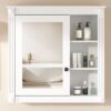 Bathroom Medicine Cabinet With Mirror, Wall Mounted Mirror Cabinet With Storage Organizer, Over The Toilet Storage White Storage Cabinet For Bathroom - White - Image 17