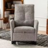 Accent Rocking Chair & Footrest High Back Rubber Wood Rocking Legs Bedroom Living Space - Gray - Image 11