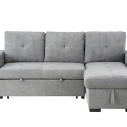 Serenity - Fabric Reversible Sleeper Sectional Sofa With Storage Chaise - Gray