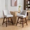 Counter Height Swivel Barstools, Upholstered Bar Stools (Set of 2) - Ivory - Image 15
