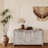 Accent Cabinet Farmhouse Style 4 Door Wooden Cabinet Sideboard Buffet Server Cabinet Storage Cabinet, For Living Room, Entryway, Hallway, Office, Kitchen And Dining Room - Natural Wood Wash - Image 4