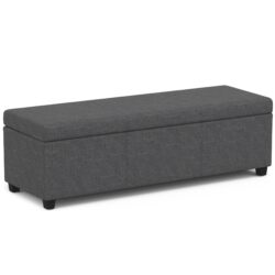 Avalon - Extra Large Storage Ottoman Bench - Slate Gray