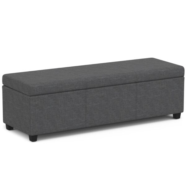 Avalon - Extra Large Storage Ottoman Bench - Slate Gray