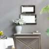 Antique Rectangle Mirror With Floral Accents, Mirrored Display Tray, Wall Mirror - Silver - Image 3