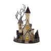 Cardboard Lighted Haunted House, Tabletop Holiday Halloween Decor, Battery Powered - Beige / Black - Image 3