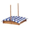 Kids Sandbox With Adjustable Cover, Sand Box With 2 Foldable Bench Seats, Outdoor Sandpit For Backyard Play - Light Brown - Image 13