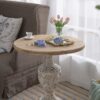 Antique Round Wood Table - Antique White / Gray - Image 9