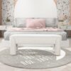 Hugo - Oval Fully Upholstered Bench - Milk Cream White - Image 6