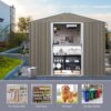 8Ft x 6Ft Outdoor Metal Storage Shed With Floor Base (SKU: W540S00012) - Gray - Image 3