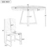 5 Piece Retro Functional Dining Set, Round Table With Leaf And 4 Upholstered Chairs For Dining Room And Living Room - Walnut - Image 4