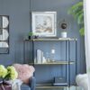 3 Tier Metal Console Table, Mirrored Shelf - Golden Black - Image 7