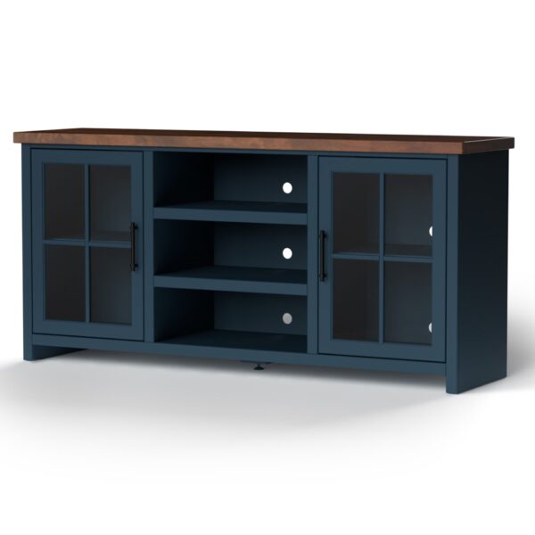 Nantucket - TV Stand Console For TVs Up To 80" - Blue Denim, Whiskey