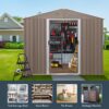 8Ft x 10Ft Outdoor Metal Storage Shed With Metal Floor Base, With Window - Gray - Image 5