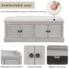Storage Bench With 4 Doors And Adjustable Shelves, Shoe Bench With Removable Cushion For Living Room, Entryway - Gray Wash - Image 5