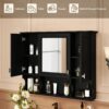 Wall Mounted Bathroom Medicine Cabinet, Modern Bathroom Wall Cabinet With Mirror, Mirror Cabinet With Open Shelves - Black - Image 7