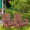 Oversize Outdoor Folding Adirondack Chair, Patio Chair For Garden Backyard Porch Pool Deck Firepit - Coffee - Image 16