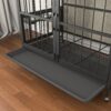 Modern Kennel Dogs Room Up To 60 Lb, Dog Crate Furniture With Multi-Purpose Rremovable Ttray, Double-Door Dog House, Lift Panel, 360 Degree Rotation, 3 Height Adjustable Feeding Bowls - Antique Gray - Image 8
