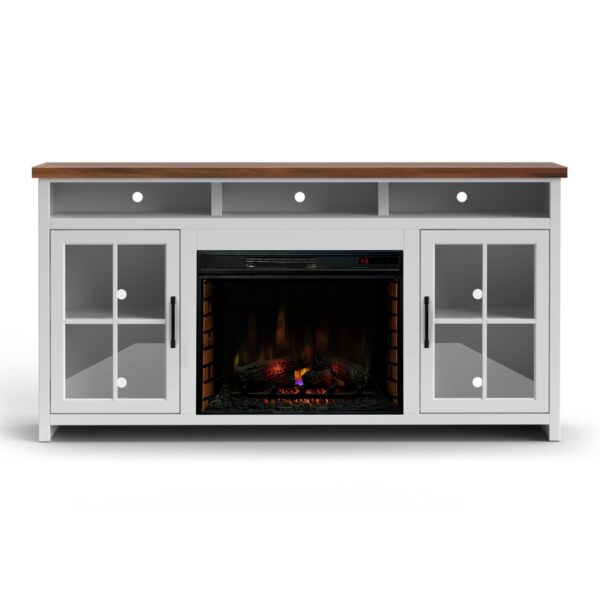 Hampton - Fireplace TV Stand Console For TVs Up To 85" - Jasmine Whitewash / Barnwood