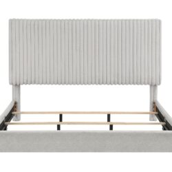 King Size Upholstered Platform Bed - Minky Stone